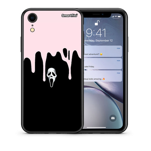 Θήκη iPhone XR Melting Halloween Mask από τη Smartfits με σχέδιο στο πίσω μέρος και μαύρο περίβλημα | iPhone XR Melting Halloween Mask case with colorful back and black bezels