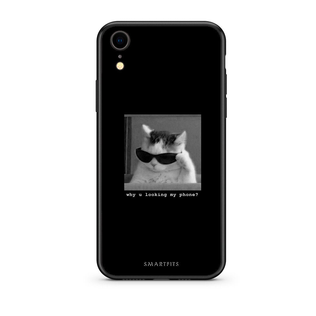 iphone xr Meme Cat θήκη από τη Smartfits με σχέδιο στο πίσω μέρος και μαύρο περίβλημα | Smartphone case with colorful back and black bezels by Smartfits