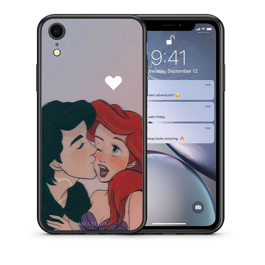 Θήκη Αγίου Βαλεντίνου iPhone XR Mermaid Love από τη Smartfits με σχέδιο στο πίσω μέρος και μαύρο περίβλημα | iPhone XR Mermaid Love case with colorful back and black bezels