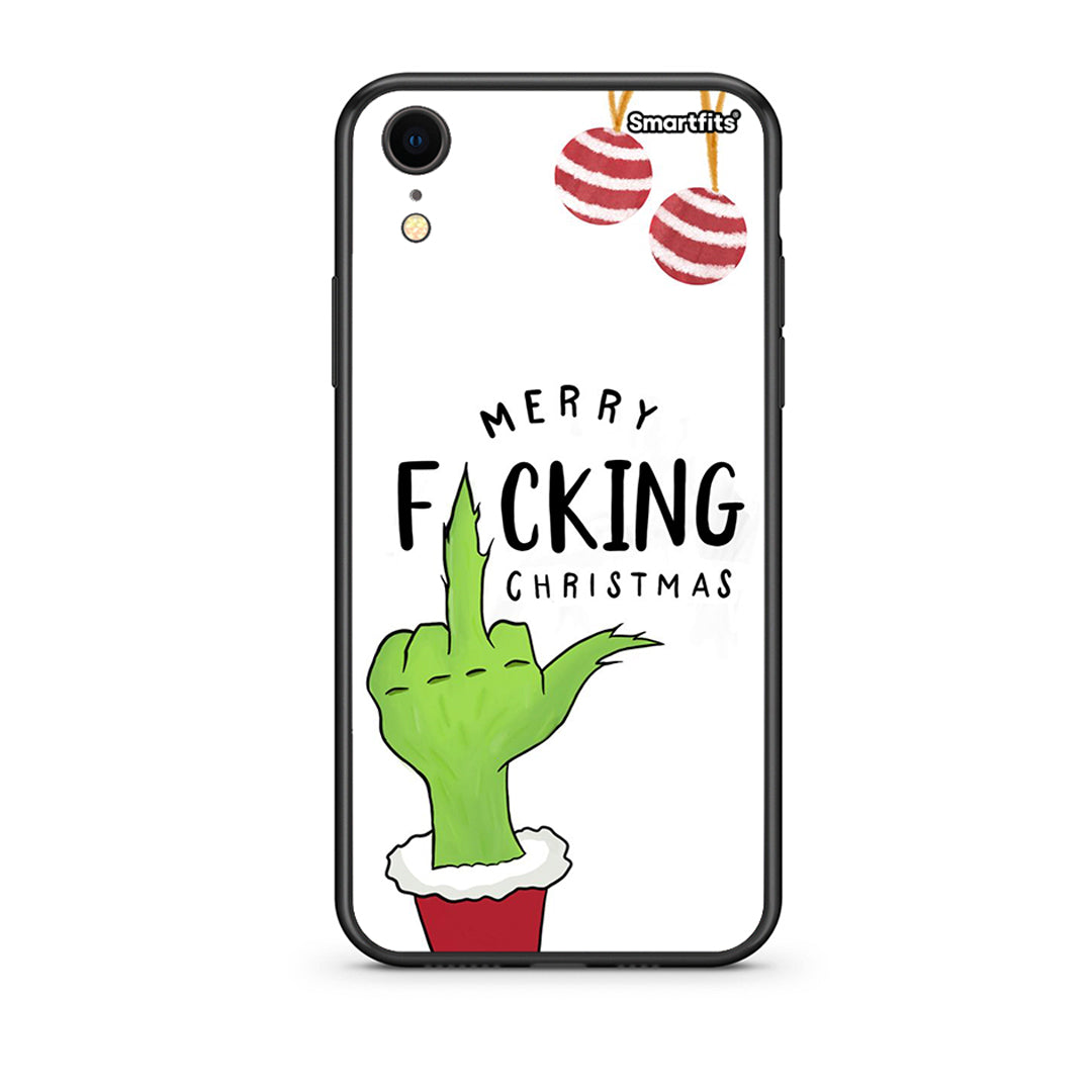 iphone xr Merry F Xmas θήκη από τη Smartfits με σχέδιο στο πίσω μέρος και μαύρο περίβλημα | Smartphone case with colorful back and black bezels by Smartfits