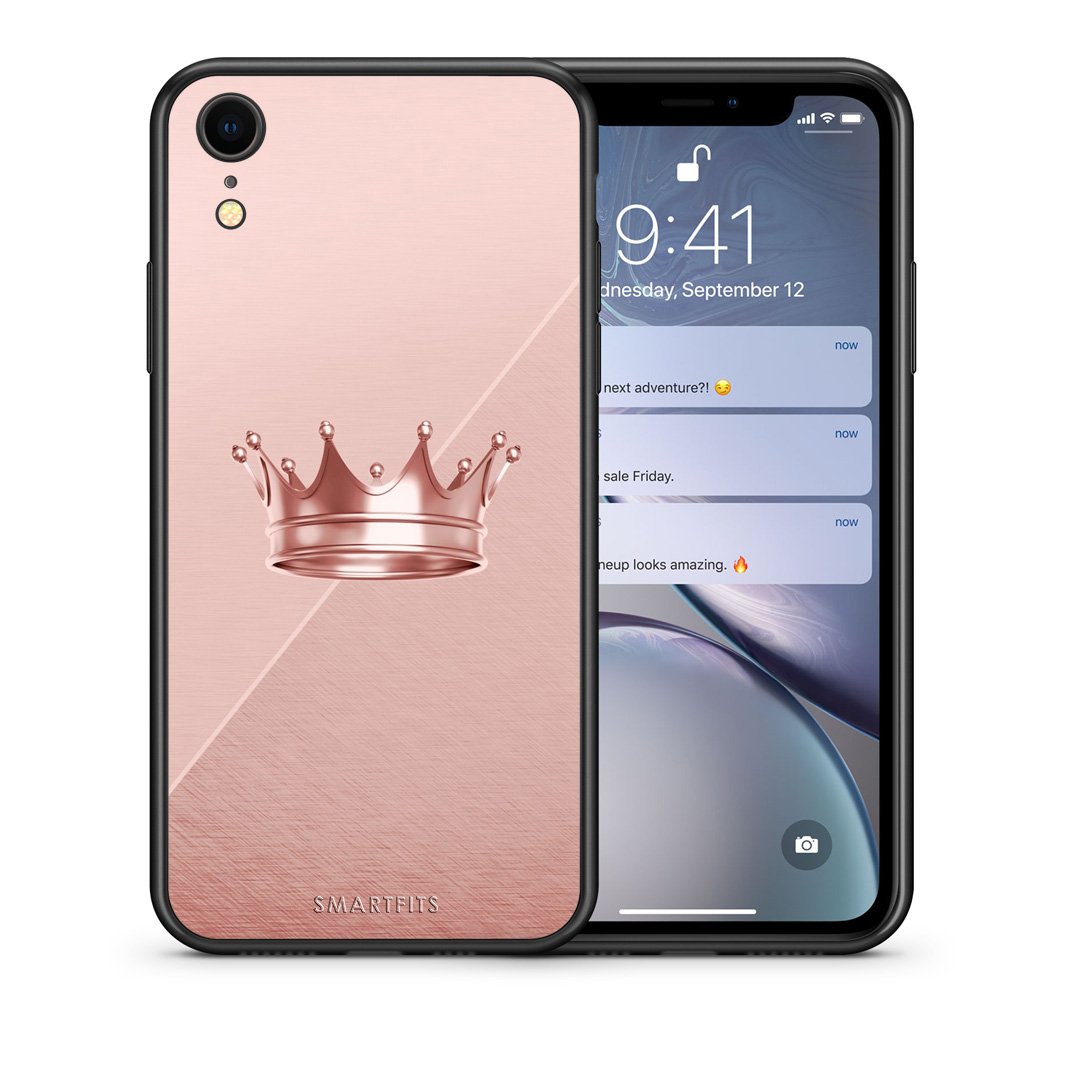 Θήκη iPhone XR Crown Minimal από τη Smartfits με σχέδιο στο πίσω μέρος και μαύρο περίβλημα | iPhone XR Crown Minimal case with colorful back and black bezels