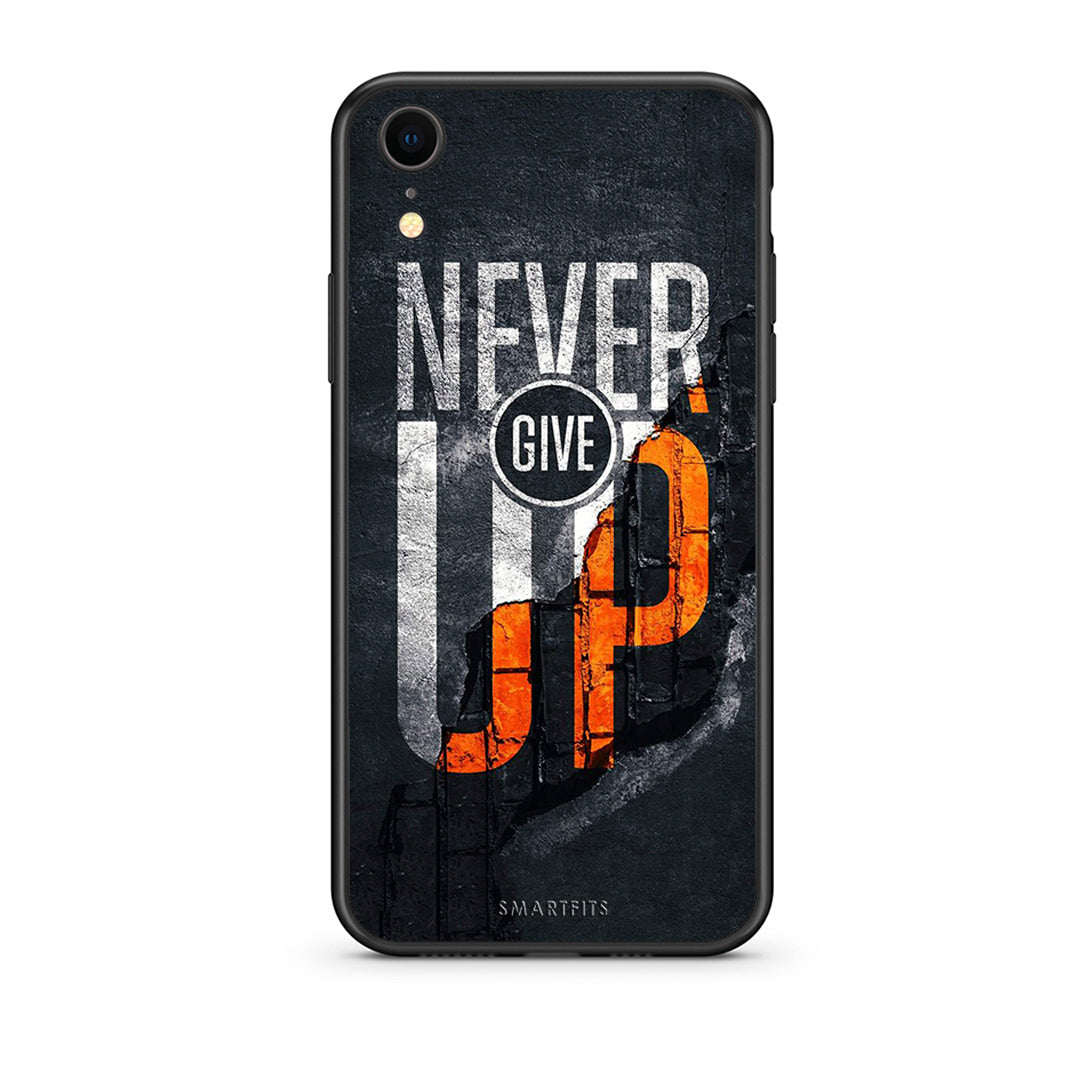 iphone xr Never Give Up Θήκη Αγίου Βαλεντίνου από τη Smartfits με σχέδιο στο πίσω μέρος και μαύρο περίβλημα | Smartphone case with colorful back and black bezels by Smartfits