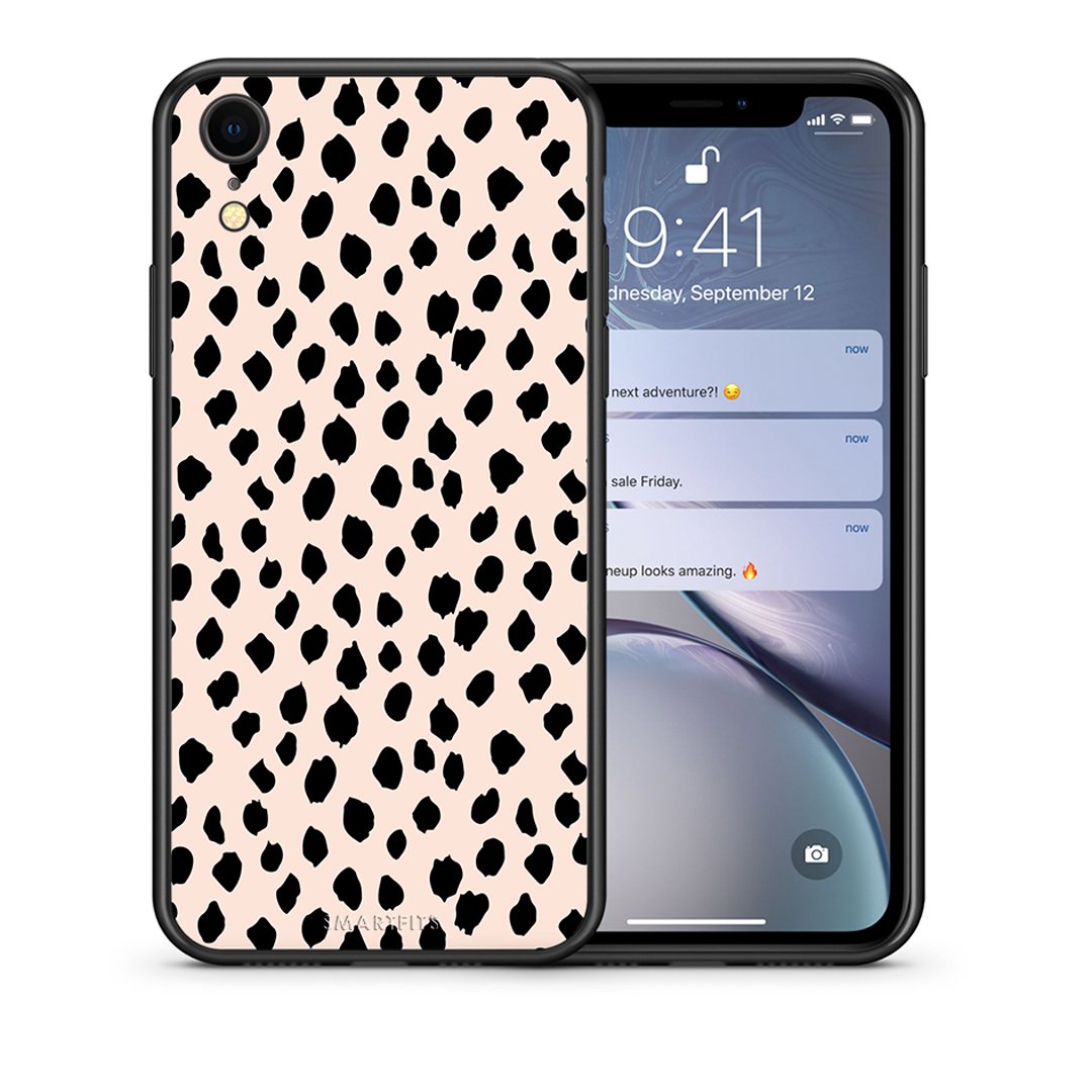 Θήκη iPhone XR New Polka Dots από τη Smartfits με σχέδιο στο πίσω μέρος και μαύρο περίβλημα | iPhone XR New Polka Dots case with colorful back and black bezels