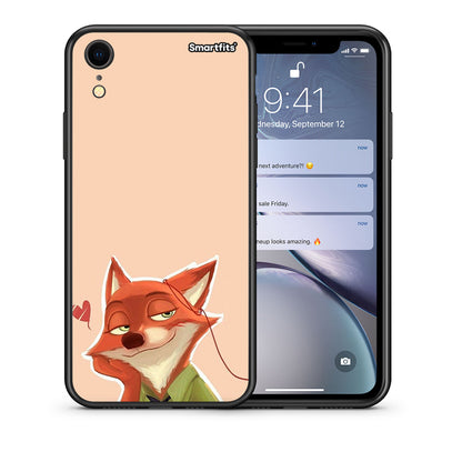 Θήκη iPhone XR Nick Wilde And Judy Hopps Love 1 από τη Smartfits με σχέδιο στο πίσω μέρος και μαύρο περίβλημα | iPhone XR Nick Wilde And Judy Hopps Love 1 case with colorful back and black bezels