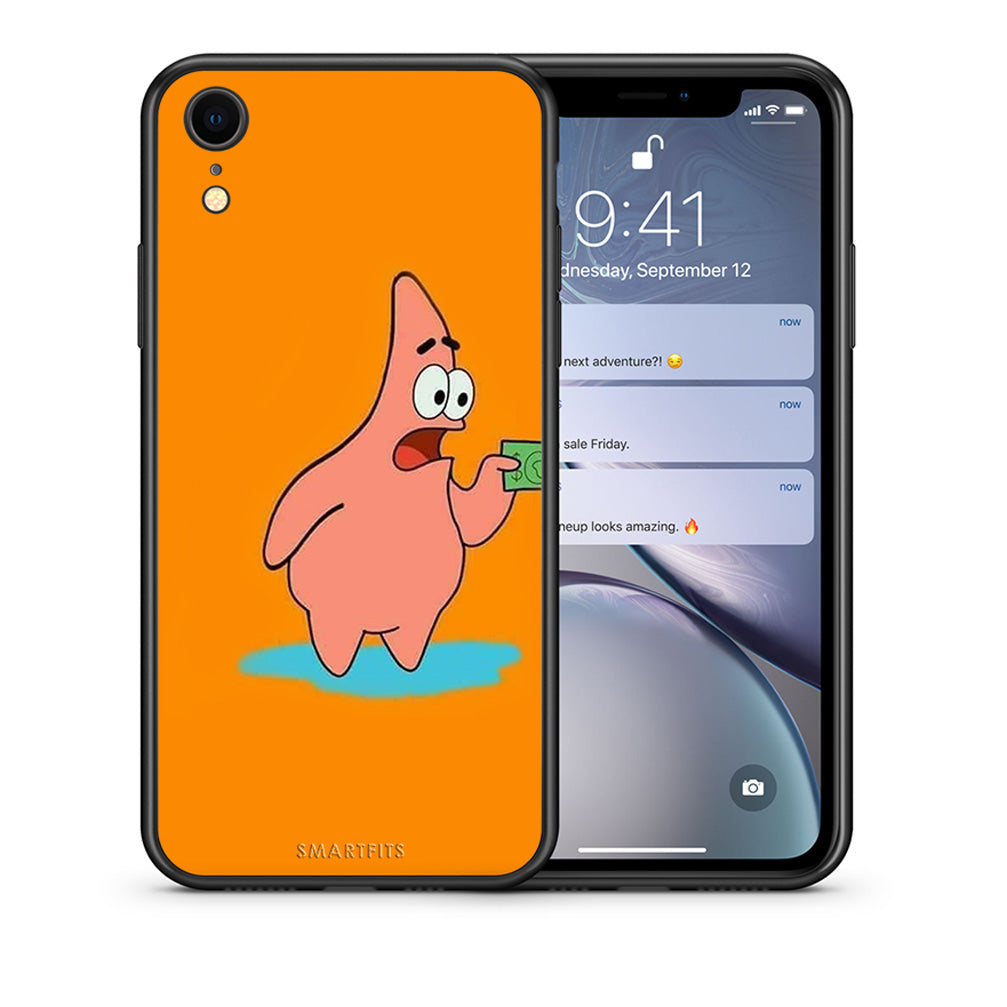 Θήκη Αγίου Βαλεντίνου iPhone XR No Money 1 από τη Smartfits με σχέδιο στο πίσω μέρος και μαύρο περίβλημα | iPhone XR No Money 1 case with colorful back and black bezels