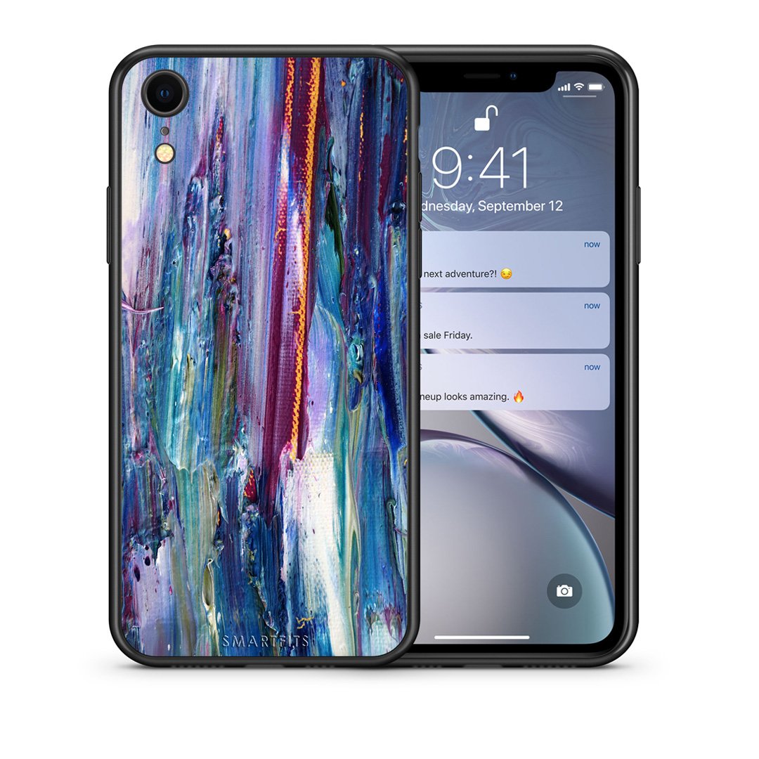Θήκη iPhone XR Winter Paint από τη Smartfits με σχέδιο στο πίσω μέρος και μαύρο περίβλημα | iPhone XR Winter Paint case with colorful back and black bezels