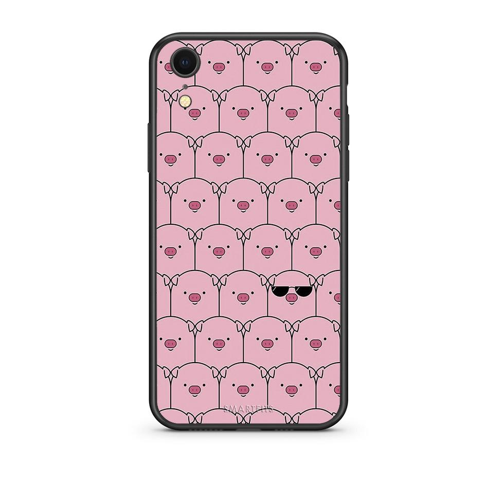 iphone xr Pig Glasses θήκη από τη Smartfits με σχέδιο στο πίσω μέρος και μαύρο περίβλημα | Smartphone case with colorful back and black bezels by Smartfits