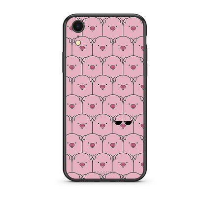 iphone xr Pig Glasses θήκη από τη Smartfits με σχέδιο στο πίσω μέρος και μαύρο περίβλημα | Smartphone case with colorful back and black bezels by Smartfits