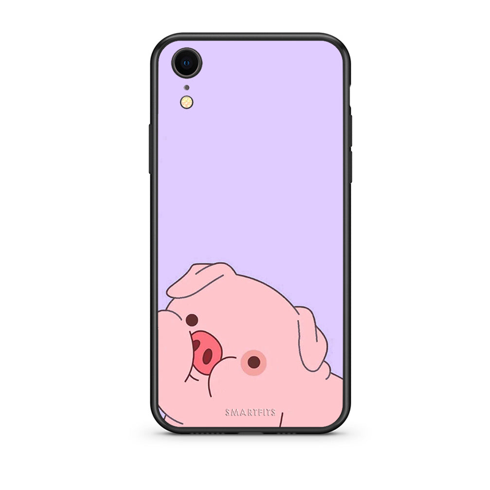 iphone xr Pig Love 2 Θήκη Αγίου Βαλεντίνου από τη Smartfits με σχέδιο στο πίσω μέρος και μαύρο περίβλημα | Smartphone case with colorful back and black bezels by Smartfits