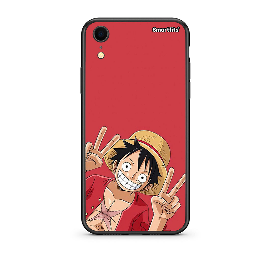 iphone xr Pirate Luffy Θήκη από τη Smartfits με σχέδιο στο πίσω μέρος και μαύρο περίβλημα | Smartphone case with colorful back and black bezels by Smartfits