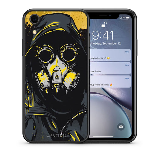 Θήκη iPhone XR Mask PopArt από τη Smartfits με σχέδιο στο πίσω μέρος και μαύρο περίβλημα | iPhone XR Mask PopArt case with colorful back and black bezels
