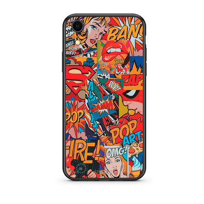 iphone xr PopArt OMG θήκη από τη Smartfits με σχέδιο στο πίσω μέρος και μαύρο περίβλημα | Smartphone case with colorful back and black bezels by Smartfits