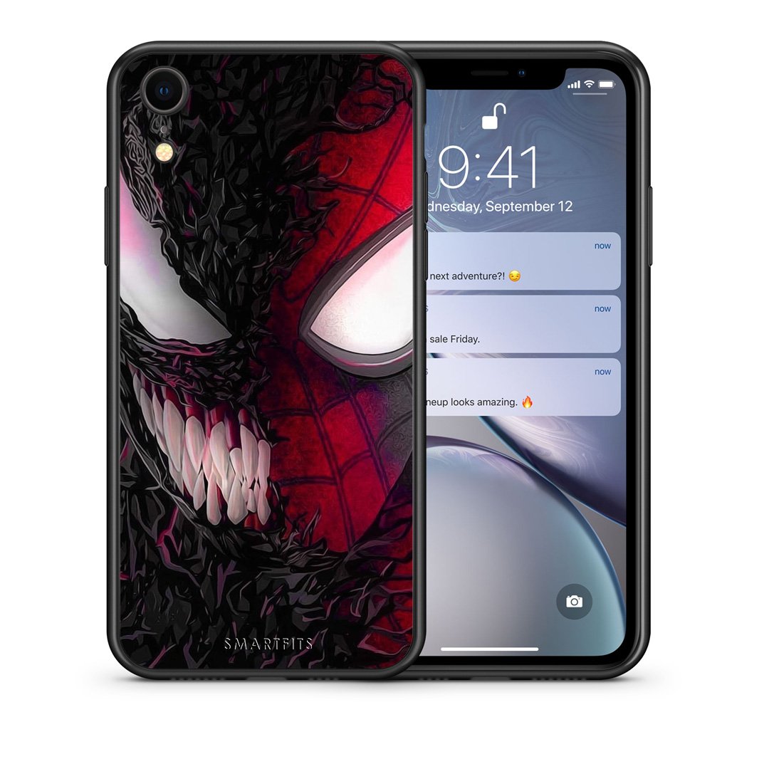 Θήκη iPhone XR SpiderVenom PopArt από τη Smartfits με σχέδιο στο πίσω μέρος και μαύρο περίβλημα | iPhone XR SpiderVenom PopArt case with colorful back and black bezels