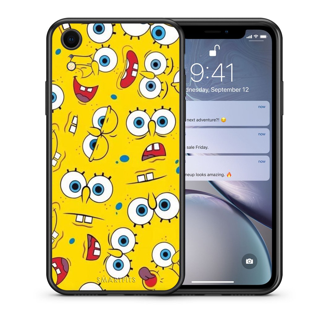 Θήκη iPhone XR Sponge PopArt από τη Smartfits με σχέδιο στο πίσω μέρος και μαύρο περίβλημα | iPhone XR Sponge PopArt case with colorful back and black bezels