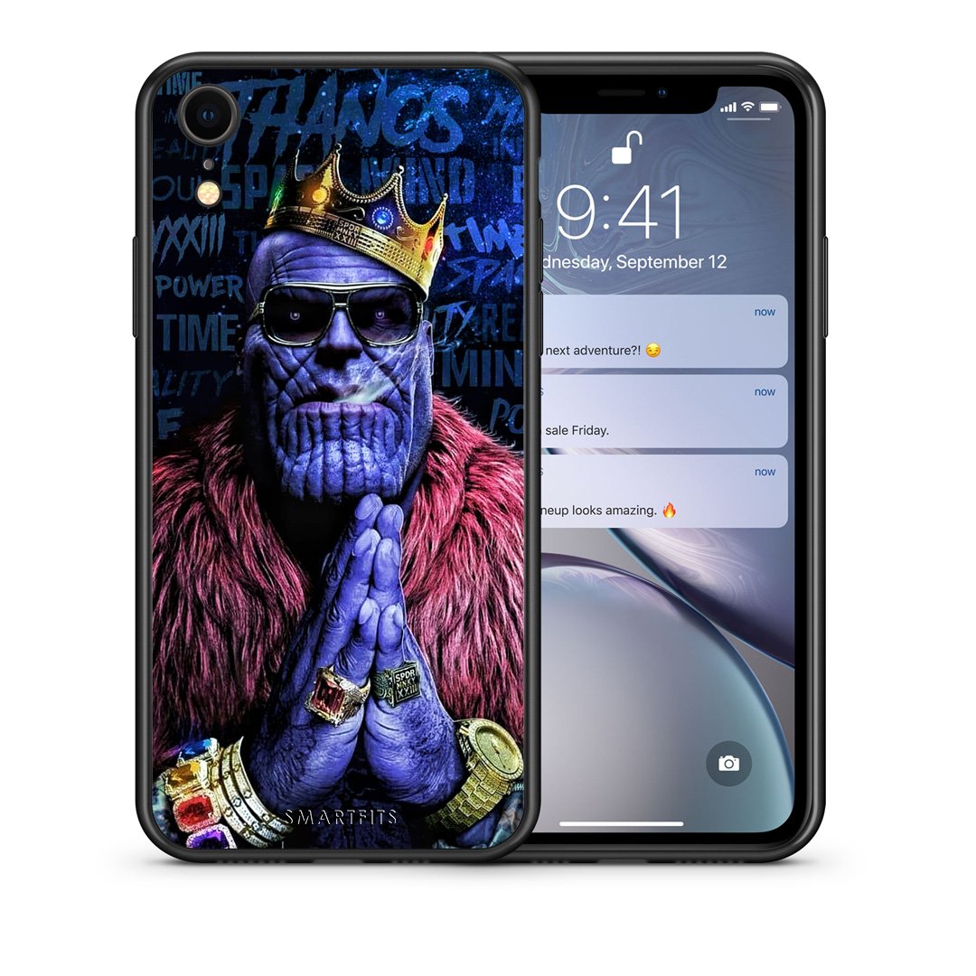 Θήκη iPhone XR Thanos PopArt από τη Smartfits με σχέδιο στο πίσω μέρος και μαύρο περίβλημα | iPhone XR Thanos PopArt case with colorful back and black bezels