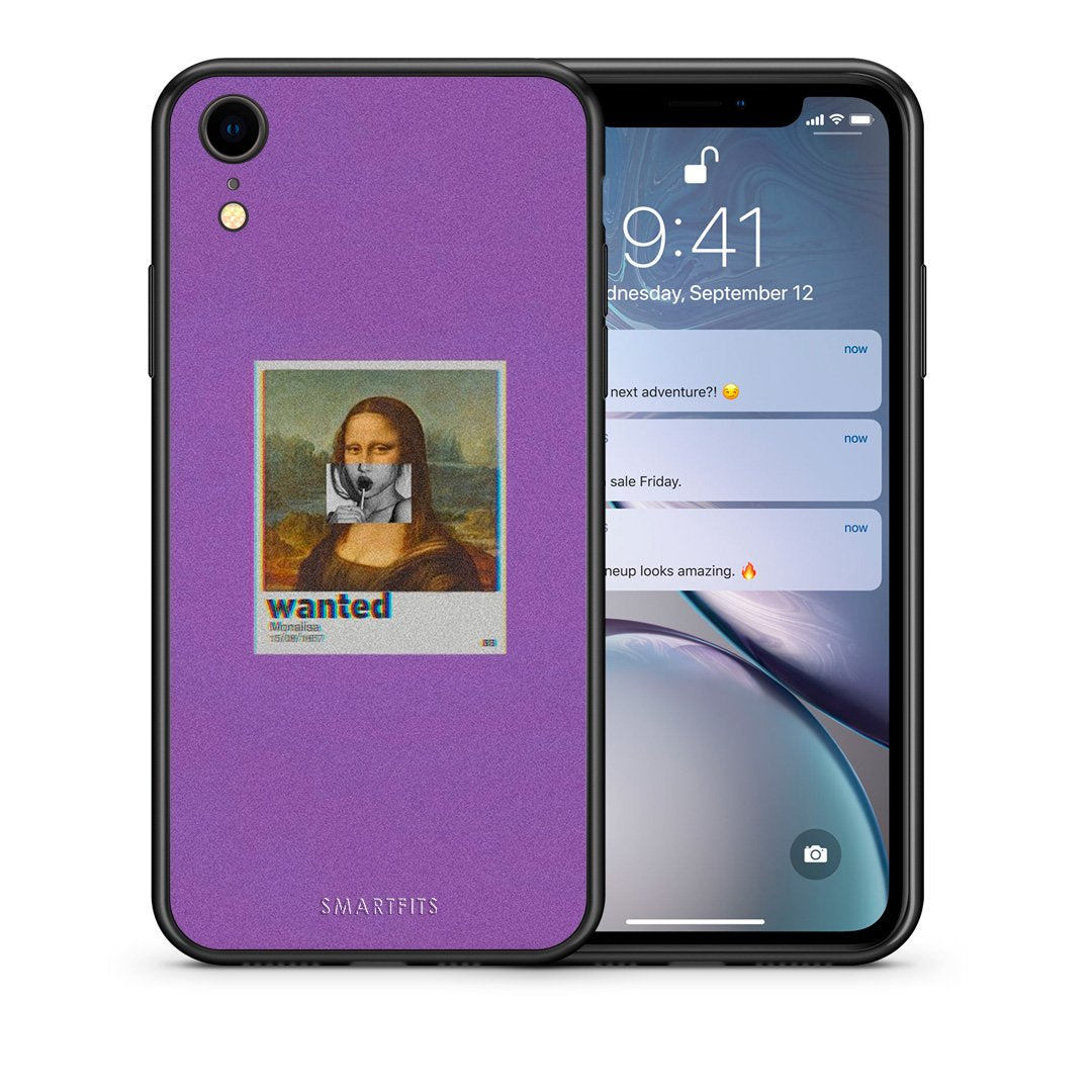 Θήκη iPhone XR Monalisa Popart από τη Smartfits με σχέδιο στο πίσω μέρος και μαύρο περίβλημα | iPhone XR Monalisa Popart case with colorful back and black bezels