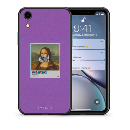 Θήκη iPhone XR Monalisa Popart από τη Smartfits με σχέδιο στο πίσω μέρος και μαύρο περίβλημα | iPhone XR Monalisa Popart case with colorful back and black bezels