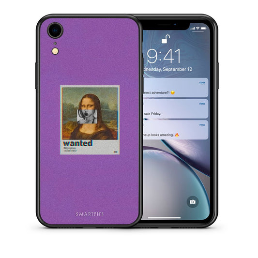 Θήκη iPhone XR Monalisa Popart από τη Smartfits με σχέδιο στο πίσω μέρος και μαύρο περίβλημα | iPhone XR Monalisa Popart case with colorful back and black bezels