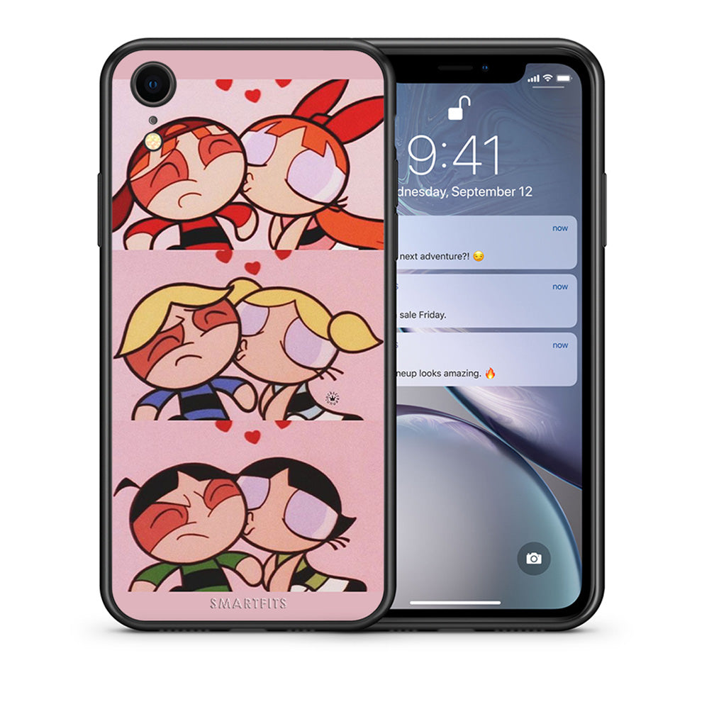 Θήκη Αγίου Βαλεντίνου iPhone XR Puff Love από τη Smartfits με σχέδιο στο πίσω μέρος και μαύρο περίβλημα | iPhone XR Puff Love case with colorful back and black bezels