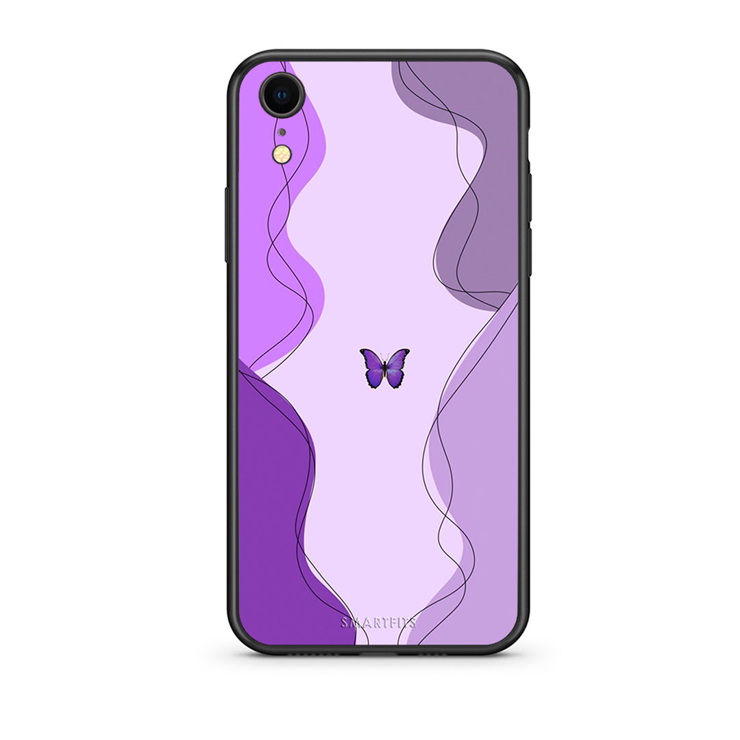iphone xr Purple Mariposa Θήκη Αγίου Βαλεντίνου από τη Smartfits με σχέδιο στο πίσω μέρος και μαύρο περίβλημα | Smartphone case with colorful back and black bezels by Smartfits