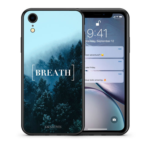 Θήκη iPhone XR Breath Quote από τη Smartfits με σχέδιο στο πίσω μέρος και μαύρο περίβλημα | iPhone XR Breath Quote case with colorful back and black bezels