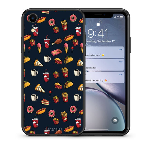 Θήκη iPhone XR Hungry Random από τη Smartfits με σχέδιο στο πίσω μέρος και μαύρο περίβλημα | iPhone XR Hungry Random case with colorful back and black bezels
