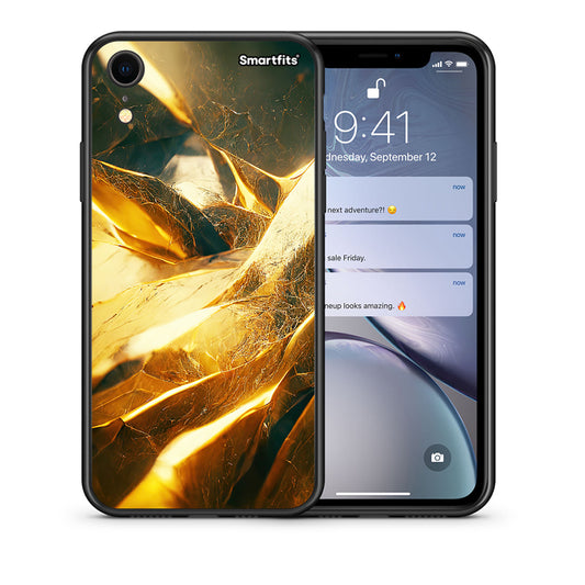 Θήκη iPhone XR Real Gold από τη Smartfits με σχέδιο στο πίσω μέρος και μαύρο περίβλημα | iPhone XR Real Gold case with colorful back and black bezels