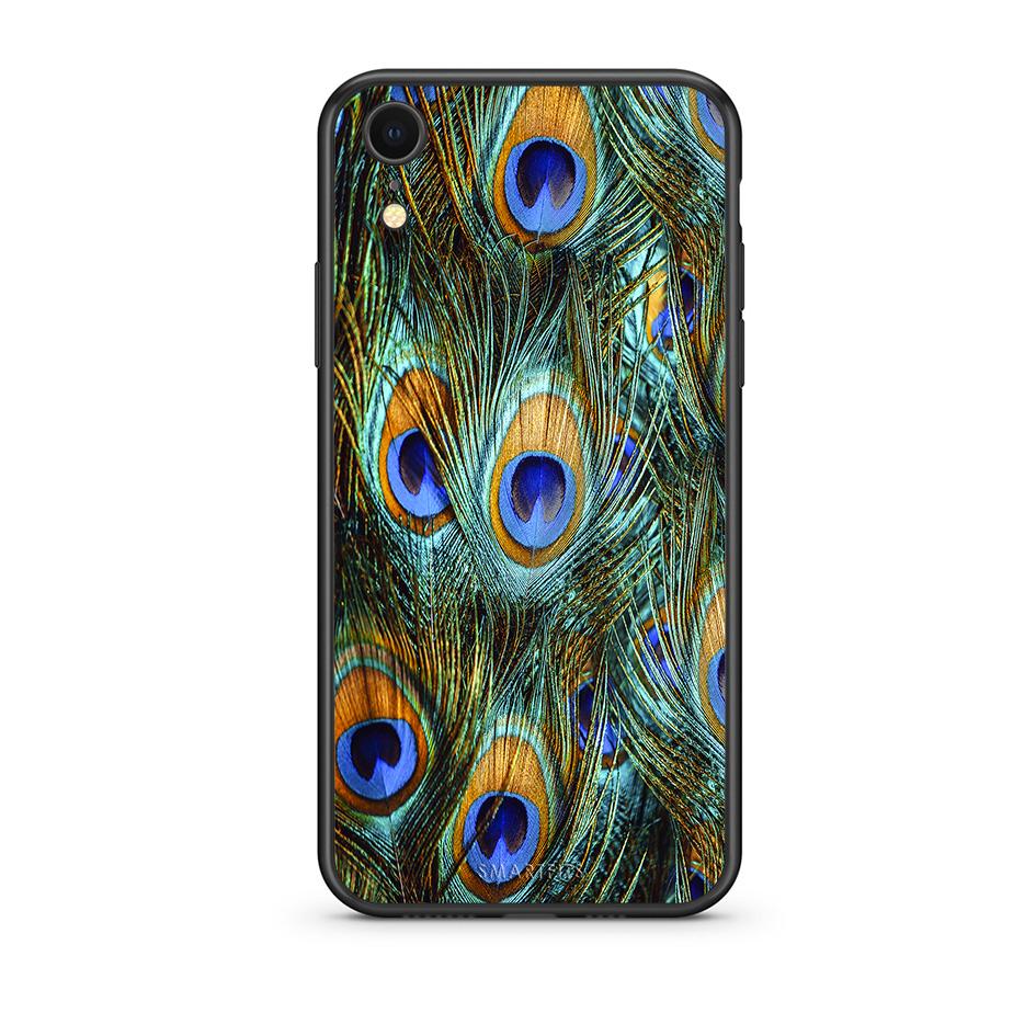 iphone xr Real Peacock Feathers θήκη από τη Smartfits με σχέδιο στο πίσω μέρος και μαύρο περίβλημα | Smartphone case with colorful back and black bezels by Smartfits