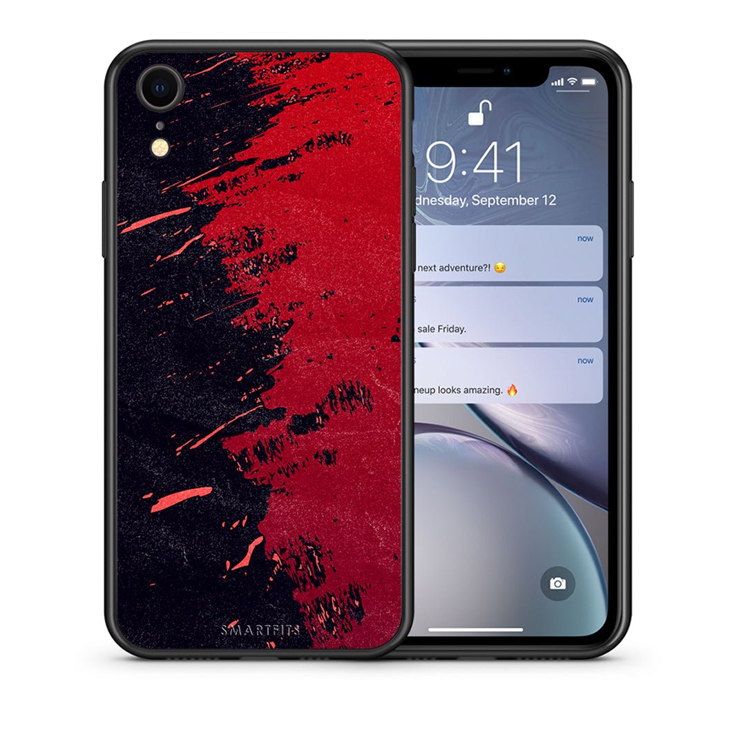 Θήκη Αγίου Βαλεντίνου iPhone XR Red Paint από τη Smartfits με σχέδιο στο πίσω μέρος και μαύρο περίβλημα | iPhone XR Red Paint case with colorful back and black bezels