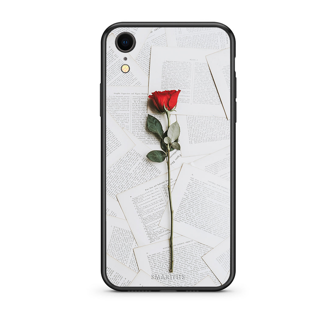 iphone xr Red Rose θήκη από τη Smartfits με σχέδιο στο πίσω μέρος και μαύρο περίβλημα | Smartphone case with colorful back and black bezels by Smartfits