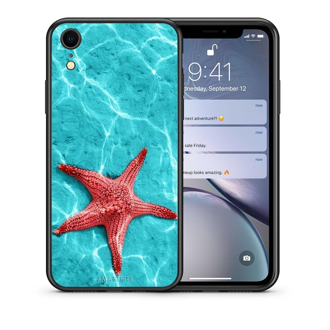 Θήκη iPhone XR Red Starfish από τη Smartfits με σχέδιο στο πίσω μέρος και μαύρο περίβλημα | iPhone XR Red Starfish case with colorful back and black bezels