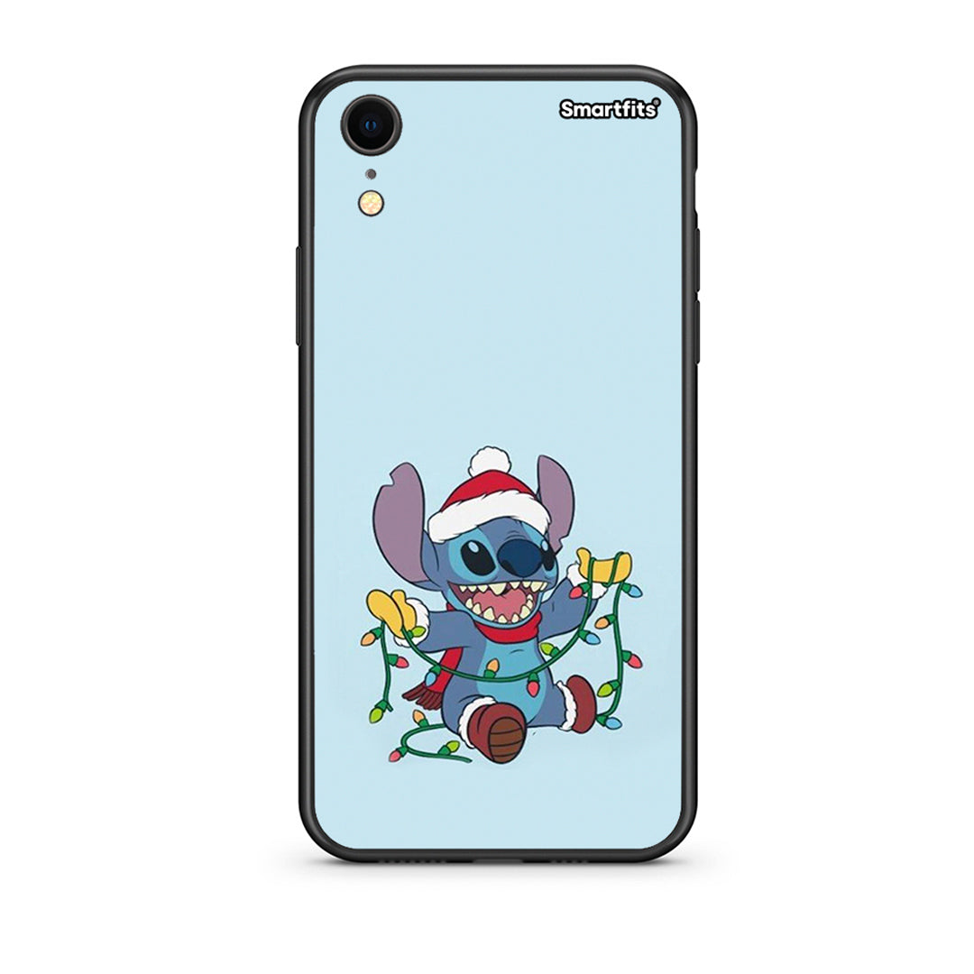 iphone xr Santa Stich θήκη από τη Smartfits με σχέδιο στο πίσω μέρος και μαύρο περίβλημα | Smartphone case with colorful back and black bezels by Smartfits