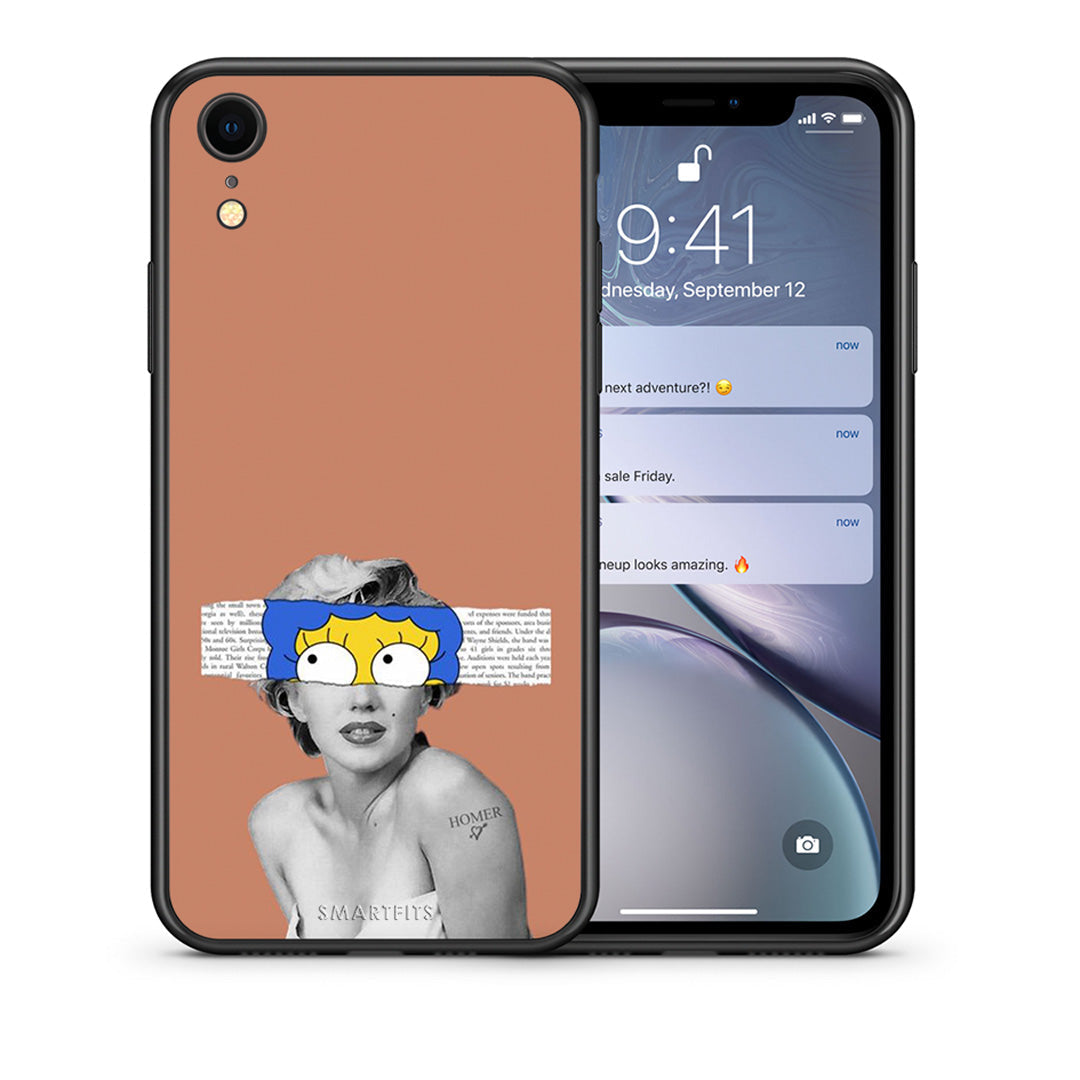 Θήκη iPhone XR Sim Merilyn από τη Smartfits με σχέδιο στο πίσω μέρος και μαύρο περίβλημα | iPhone XR Sim Merilyn case with colorful back and black bezels