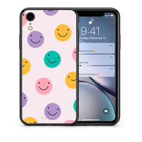 Thumbnail for Θήκη iPhone XR Smiley Faces από τη Smartfits με σχέδιο στο πίσω μέρος και μαύρο περίβλημα | iPhone XR Smiley Faces case with colorful back and black bezels