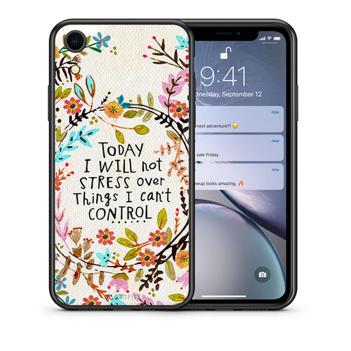 Θήκη iPhone XR Stress Over από τη Smartfits με σχέδιο στο πίσω μέρος και μαύρο περίβλημα | iPhone XR Stress Over case with colorful back and black bezels