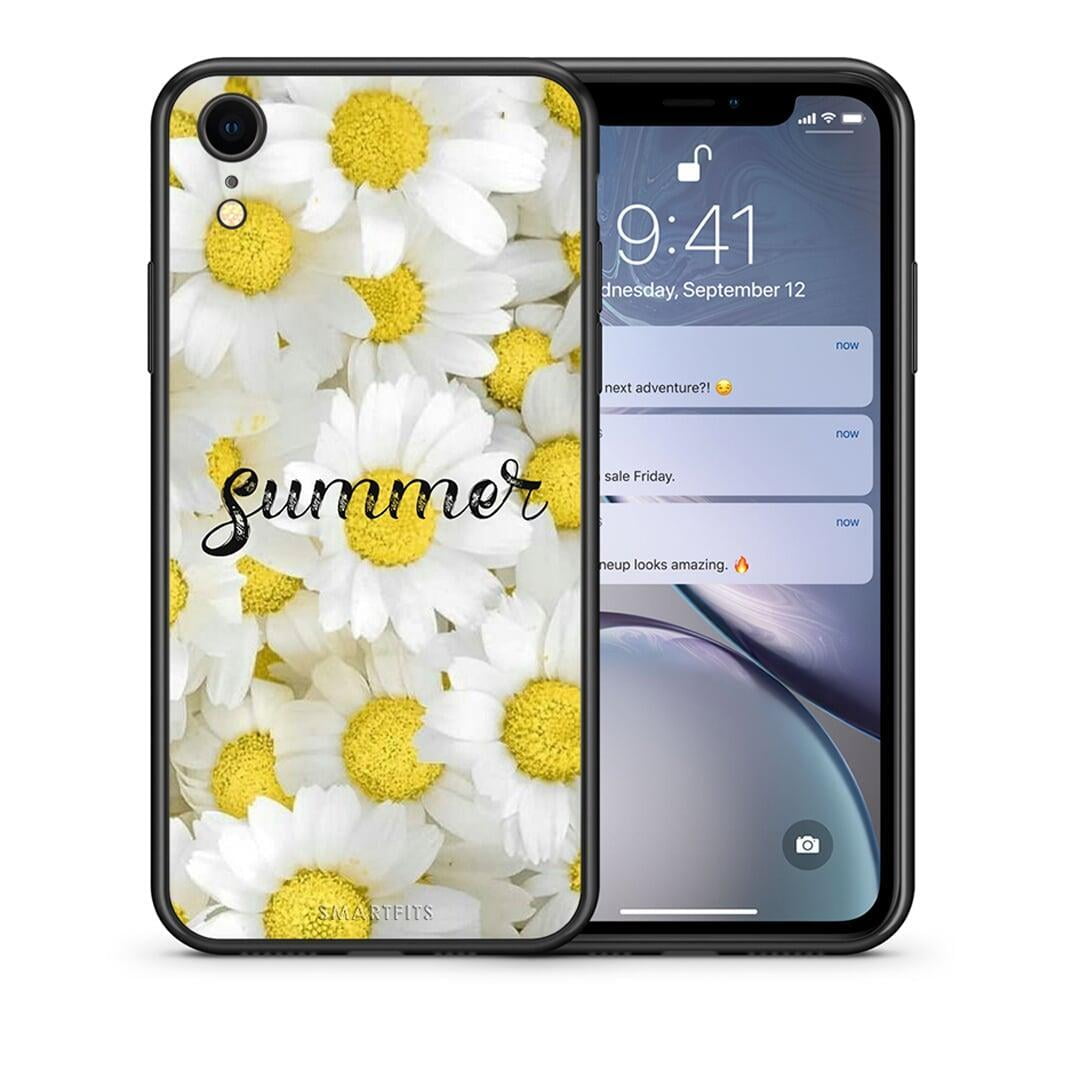 Θήκη iPhone XR Summer Daisies από τη Smartfits με σχέδιο στο πίσω μέρος και μαύρο περίβλημα | iPhone XR Summer Daisies case with colorful back and black bezels
