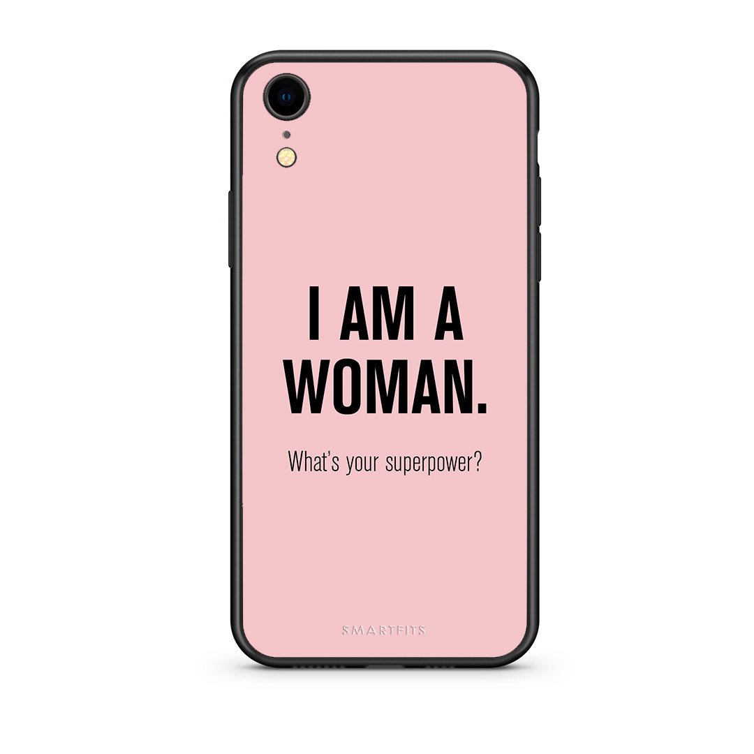 iphone xr Superpower Woman θήκη από τη Smartfits με σχέδιο στο πίσω μέρος και μαύρο περίβλημα | Smartphone case with colorful back and black bezels by Smartfits