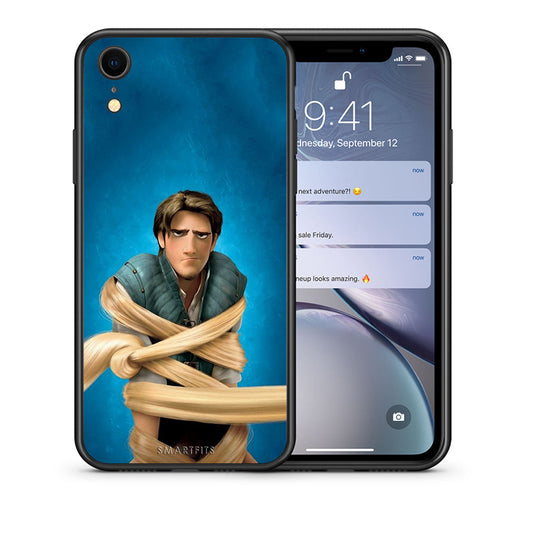 Θήκη Αγίου Βαλεντίνου iPhone XR Tangled 1 από τη Smartfits με σχέδιο στο πίσω μέρος και μαύρο περίβλημα | iPhone XR Tangled 1 case with colorful back and black bezels