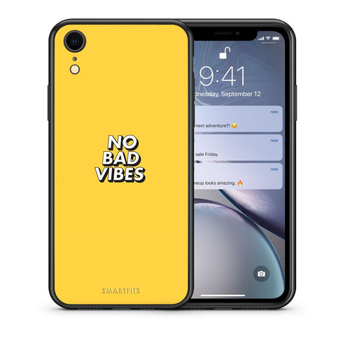 Θήκη iPhone XR Vibes Text από τη Smartfits με σχέδιο στο πίσω μέρος και μαύρο περίβλημα | iPhone XR Vibes Text case with colorful back and black bezels