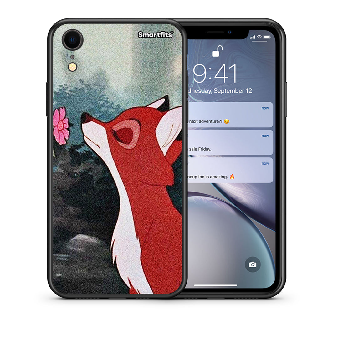 Θήκη iPhone XR Tod And Vixey Love 2 από τη Smartfits με σχέδιο στο πίσω μέρος και μαύρο περίβλημα | iPhone XR Tod And Vixey Love 2 case with colorful back and black bezels