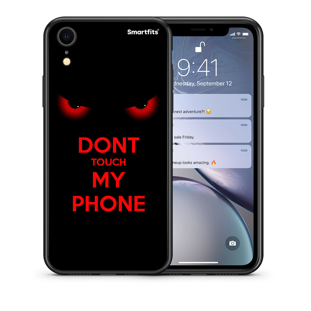 Θήκη iPhone XR Touch My Phone από τη Smartfits με σχέδιο στο πίσω μέρος και μαύρο περίβλημα | iPhone XR Touch My Phone case with colorful back and black bezels