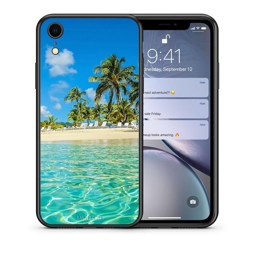 Θήκη iPhone XR Tropical Vibes από τη Smartfits με σχέδιο στο πίσω μέρος και μαύρο περίβλημα | iPhone XR Tropical Vibes case with colorful back and black bezels