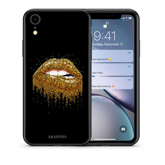 Θήκη iPhone XR Golden Valentine από τη Smartfits με σχέδιο στο πίσω μέρος και μαύρο περίβλημα | iPhone XR Golden Valentine case with colorful back and black bezels