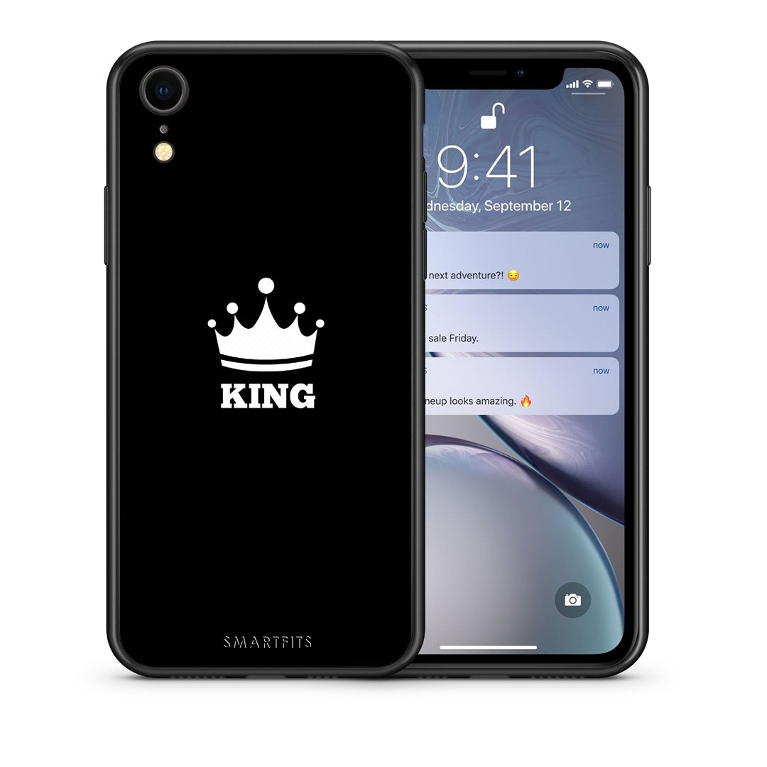 Θήκη iPhone XR King Valentine από τη Smartfits με σχέδιο στο πίσω μέρος και μαύρο περίβλημα | iPhone XR King Valentine case with colorful back and black bezels