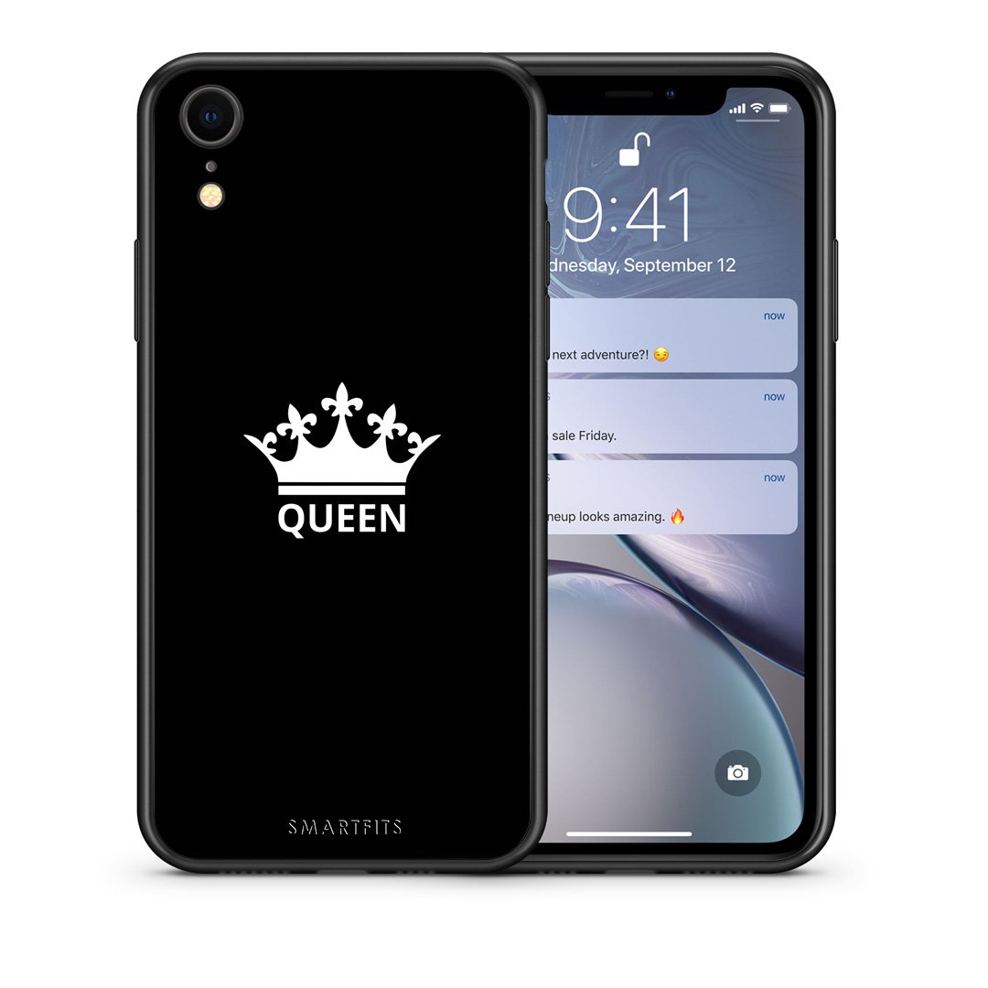Θήκη iPhone XR Queen Valentine από τη Smartfits με σχέδιο στο πίσω μέρος και μαύρο περίβλημα | iPhone XR Queen Valentine case with colorful back and black bezels