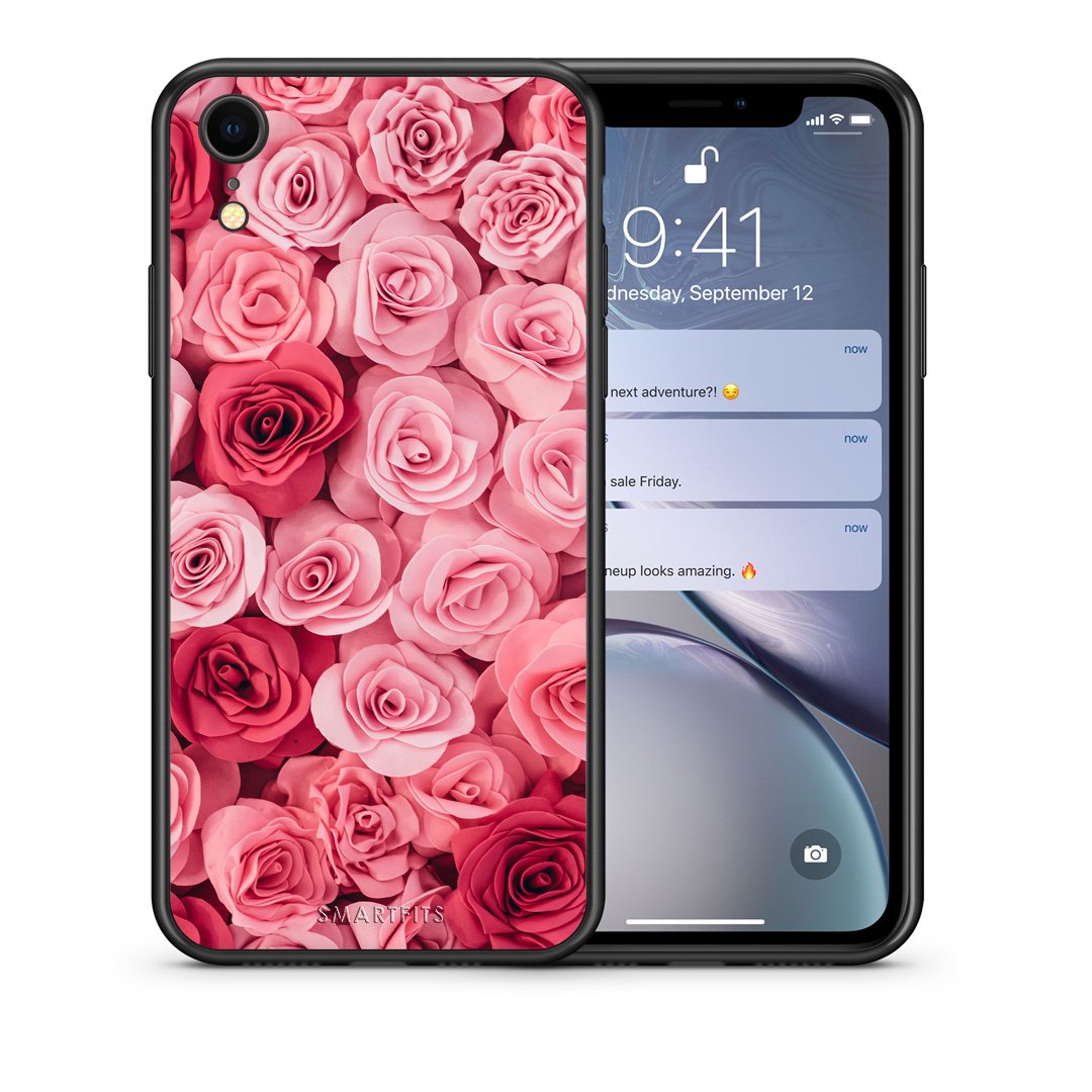 Θήκη iPhone XR RoseGarden Valentine από τη Smartfits με σχέδιο στο πίσω μέρος και μαύρο περίβλημα | iPhone XR RoseGarden Valentine case with colorful back and black bezels