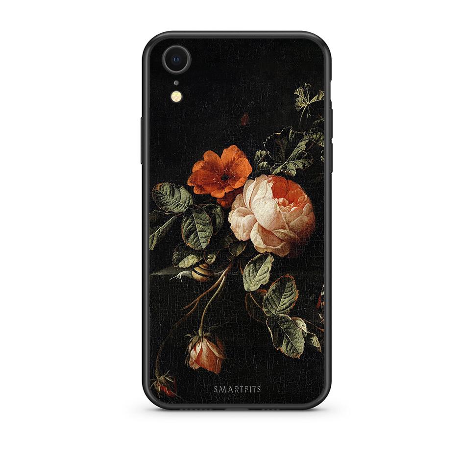 iphone xr Vintage Roses θήκη από τη Smartfits με σχέδιο στο πίσω μέρος και μαύρο περίβλημα | Smartphone case with colorful back and black bezels by Smartfits