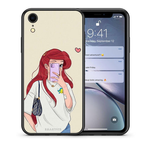 Θήκη iPhone XR Walking Mermaid από τη Smartfits με σχέδιο στο πίσω μέρος και μαύρο περίβλημα | iPhone XR Walking Mermaid case with colorful back and black bezels