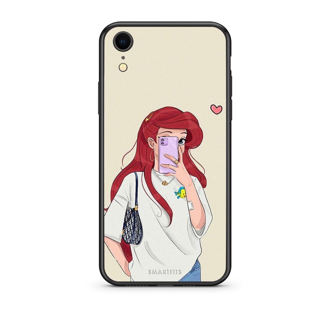 iphone xr Walking Mermaid Θήκη από τη Smartfits με σχέδιο στο πίσω μέρος και μαύρο περίβλημα | Smartphone case with colorful back and black bezels by Smartfits