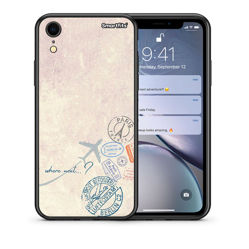 Θήκη iPhone XR Where Next από τη Smartfits με σχέδιο στο πίσω μέρος και μαύρο περίβλημα | iPhone XR Where Next case with colorful back and black bezels